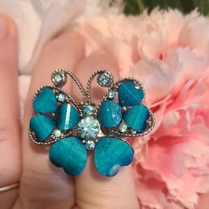 Elegant Blue Butterfly Ring